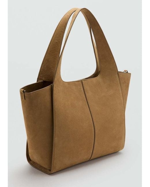 Mango Brown Leather Shopper Bag