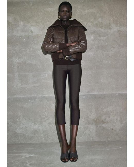 Mango Gray Faux-Leather Jacket With A Roll-Neck Collar