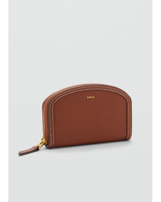 Mango Brown Oval-Effect Wallet
