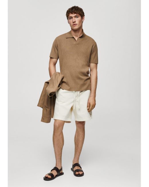 Mango Natural Fine Knit Cotton Polo Shirt Medium for men