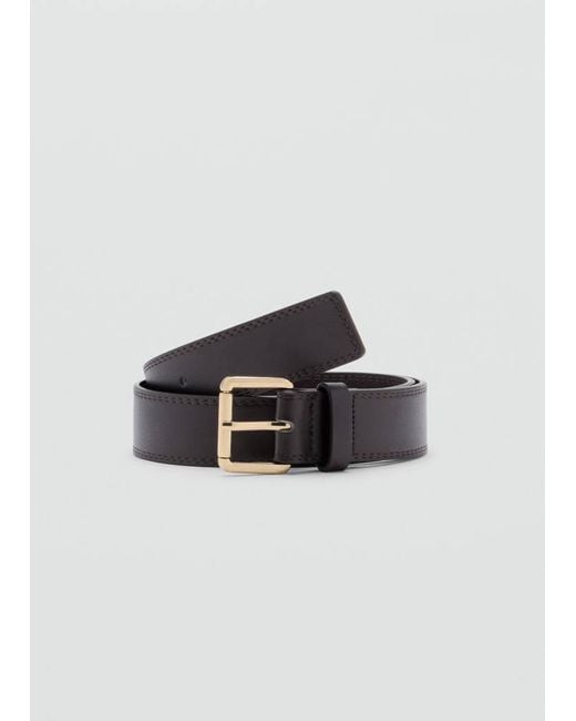 Mango Brown Wide Faux Leather Belt With Metal Buckle