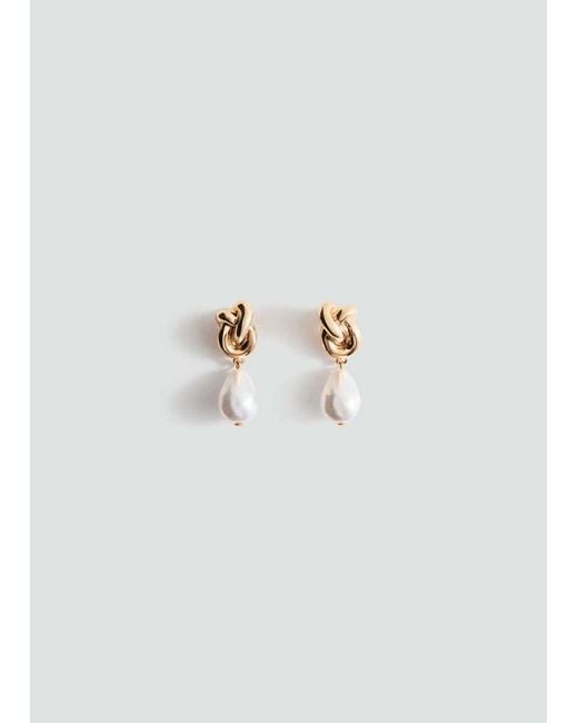 Mango White Pearl Dangle Earrings