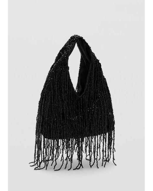 Mango Black Handtasche Mit Fransen