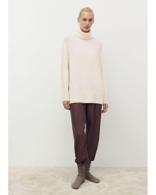 Mango Natural Strickpullover Mit Rollkragen