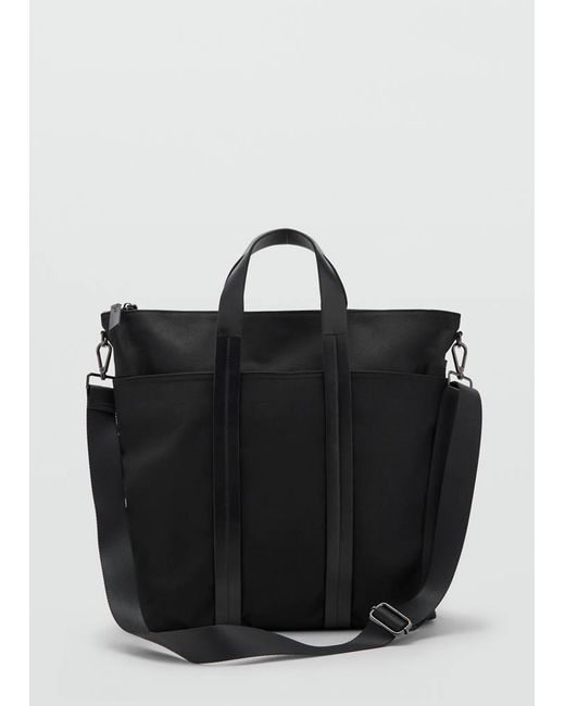 Borsa Multifunzione Combinata Pelle Nero di Mango in Black da Uomo
