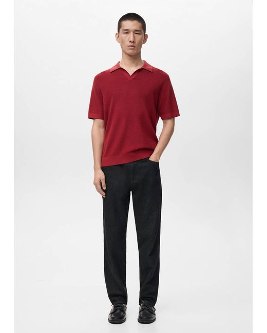 Mango Structured Cotton Knitted Polo Shirt for men