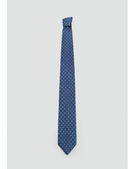 Mango Blue Printed Silk Tie for men