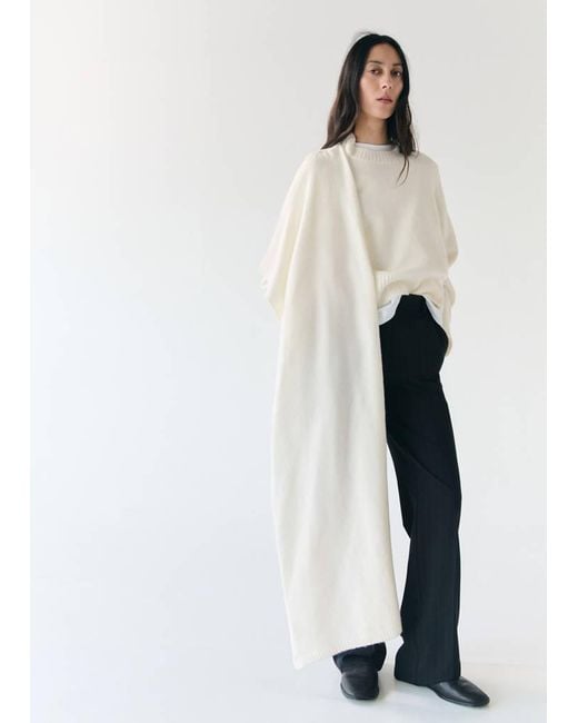 Mango White Knitted Sweater With Scarf