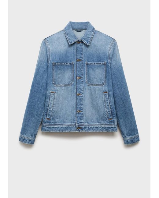 Mango Blue Denim Jacket Pockets for men