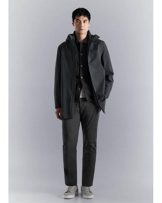 Mango Black Water-Repellent Parka With Pockets for men