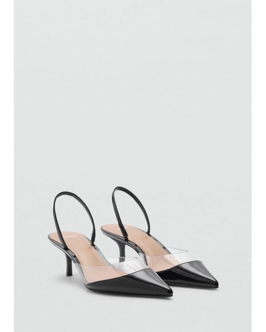 Mango Women's White Heeled Shoes With Vinyl Panel