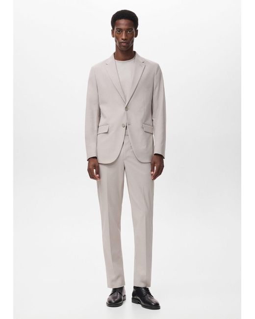 Mango White Zurich Slim-Fit Thermolite Suit Jacket for men