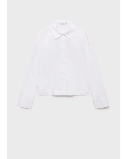 Mango White Cropped Poplin Shirt