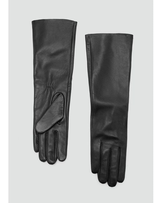 Mango Black Leather Long Gloves