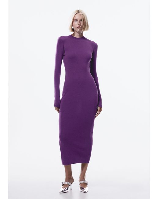 Mango Purple Knit Long Dress