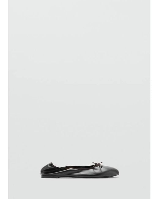 Mango White Ballet Pump With Elastic Bow
