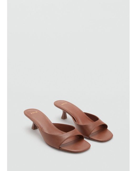 Mango Brown Kitten Heel Sandals