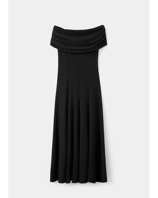 Mango Blue Strapless Flared Dress
