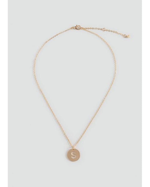 MANGO TEEN White Letter Pendant Necklace