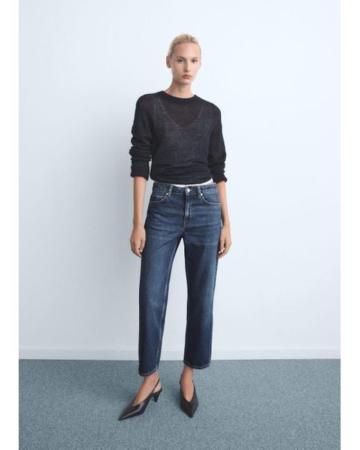 Jeans Diritti Vita Media Blu Scuro di Mango in Blue