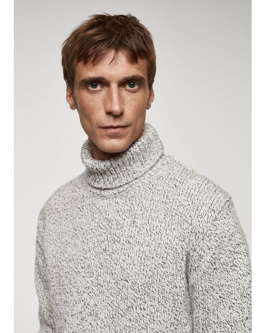 Mango White Wool Turtleneck Sweater Light/pastel for men