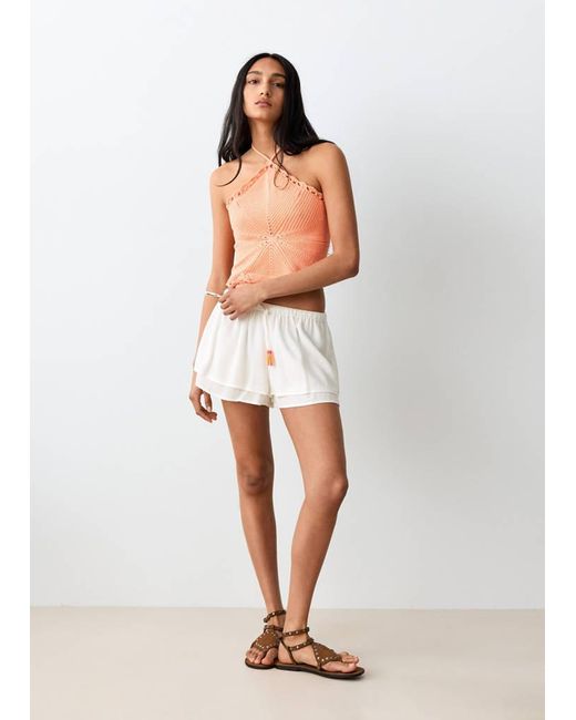 MANGO TEEN White Fluid Shorts With Bead Detailing