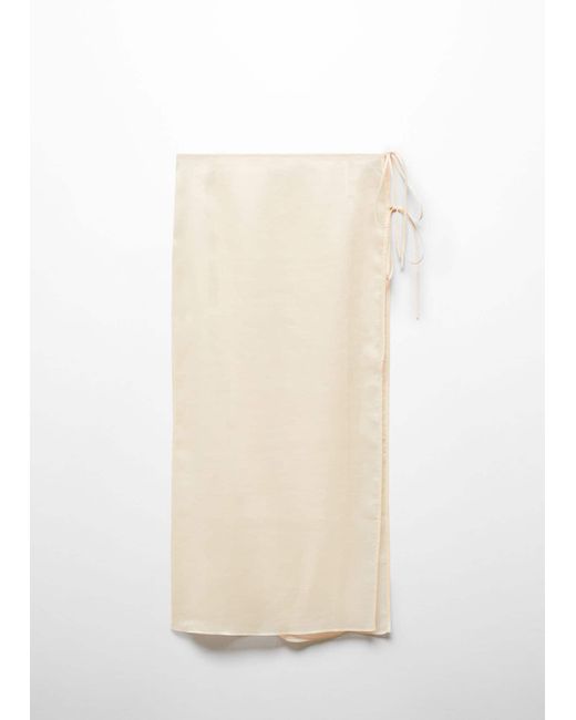 Mango White Ramio Pareo Skirt With Slit