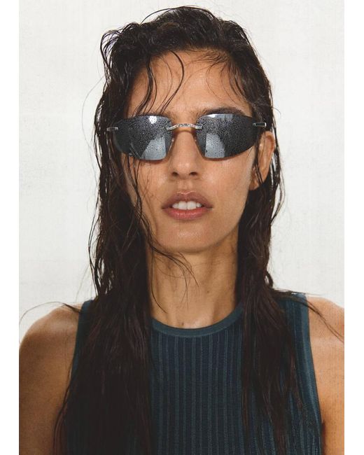Mango Black Rimless Mirrored Sunglasses
