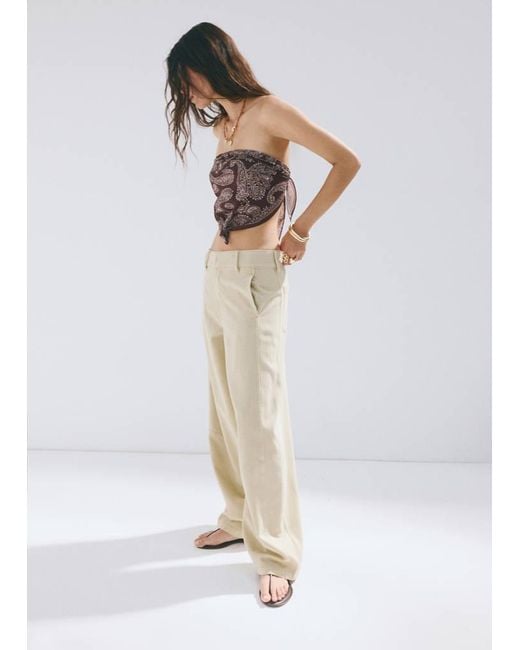Mango White Balloon Seam Jeans