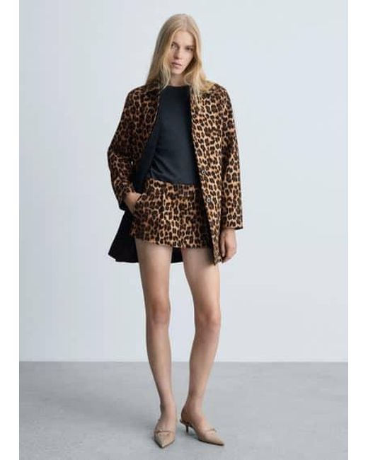 Mango Black Leopard Print Skort