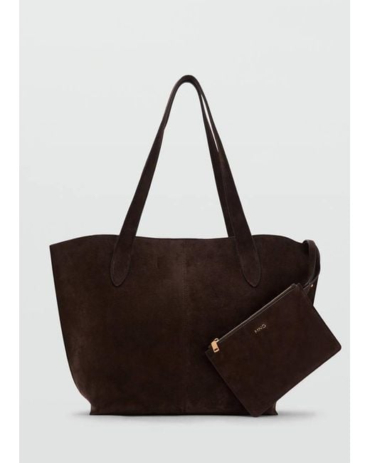Mango Brown Suede Shopper Bag