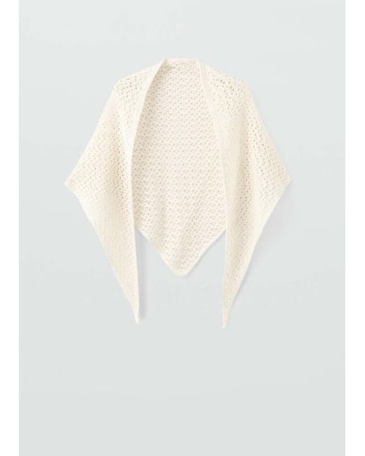 Mango Natural Openwork Knit Shawl