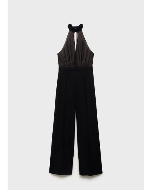 Mango Black Halter-Neck Jumpsuit With Scarf