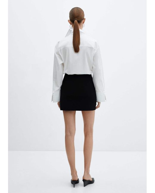Mango White Fitted Miniskirt