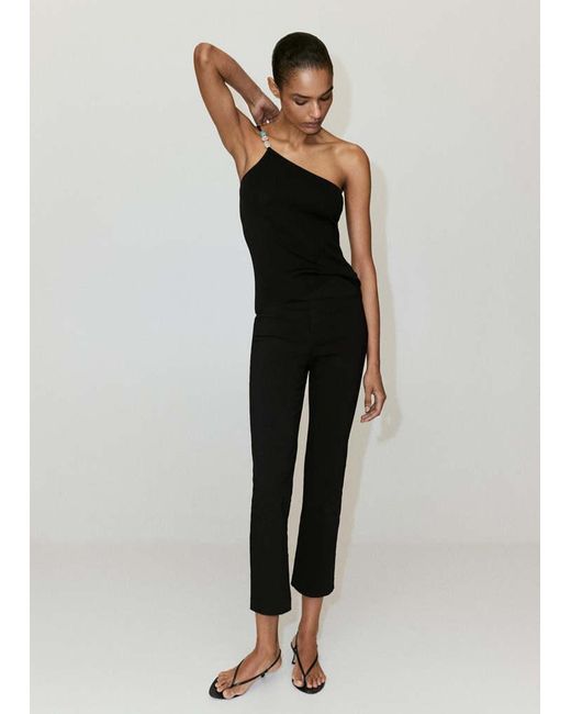 Mango Black Knit Asymmetric Top