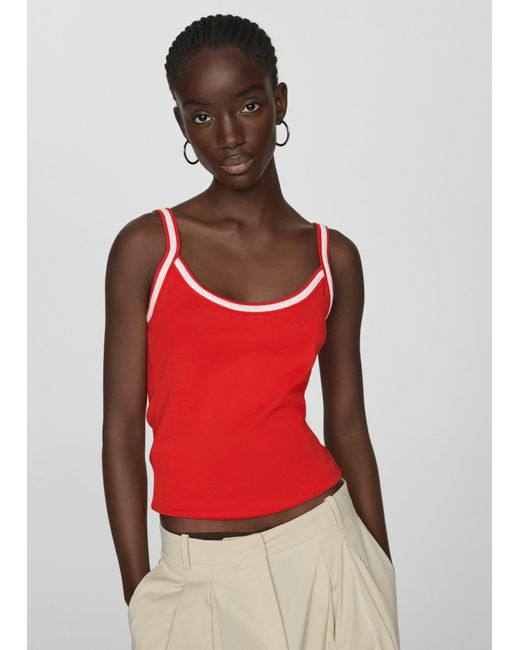 Mango Red Combined Straps Knit Top