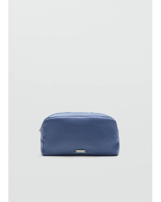 Mango Blue Satin Double-Pocket Vanity Bag