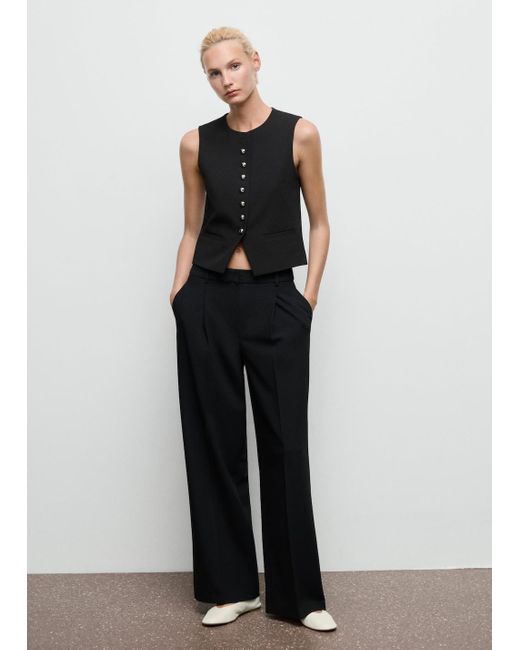 Mango Black Suit Waistcoat With Buttons