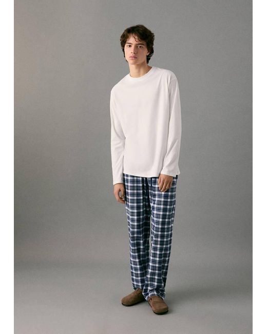 MANGO TEEN Gray Set Of Long Check Pyjamas for men