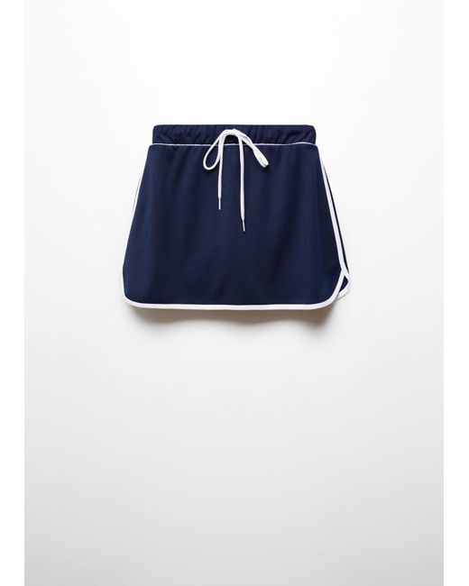 Mango Blue Mini Skirt With Contrasting Ends Dark