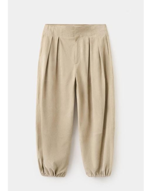 Mango Natural Suede Harem Trousers With Dart Detail