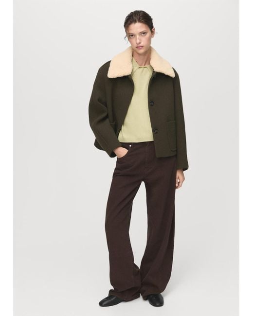 Mango Green Short-Sleeved Sweater With Scarf