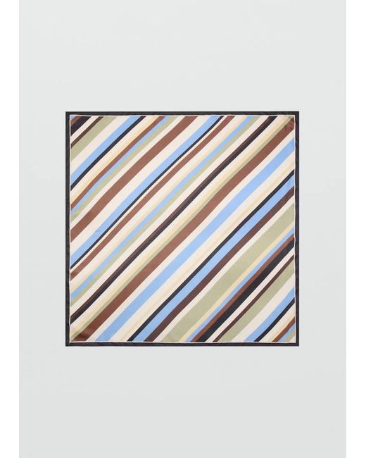 Mango Blue Striped Printed Scarf