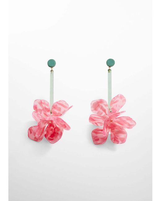 Mango Pink Flower Pendant Earrings Pastel