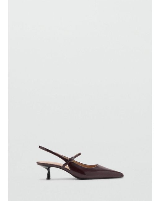 Mango White Kitten-Heel Patent Leather Shoes