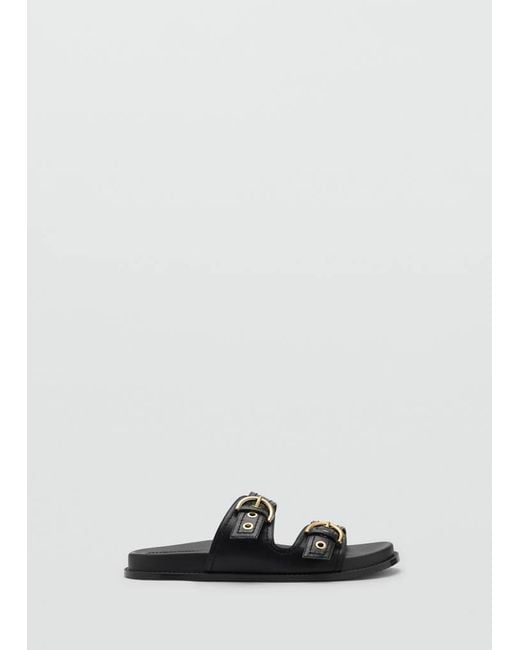Mango Black Strap Sandals With Buckle