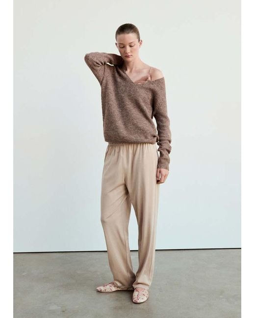 Mango Multicolor Oversized V-Neck Sweater