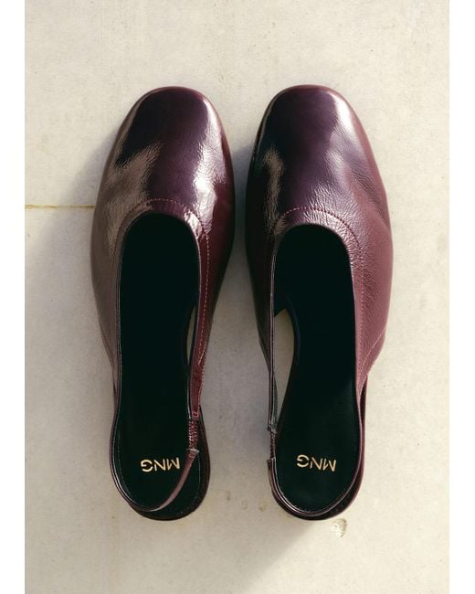 Mango Black Block Heel Leather Shoes
