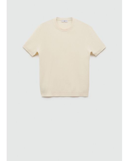 Mango Natural Ribbed Knit T-shirt Off for men