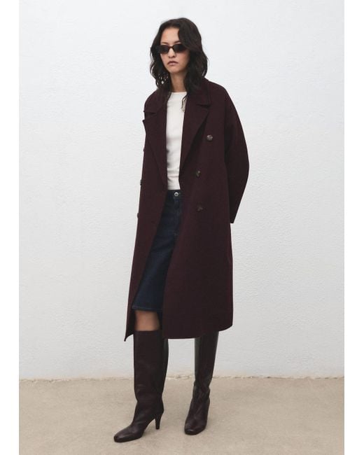 Manteau Laine Fait Main Oversize Lie De Vin Mango en coloris Blue
